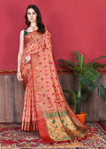 Lorenvalley Fashion Soft Paithani Silk Saree With Patola Print And Contrast Border & Printed Blouse - Mutlicolor | Grocsy