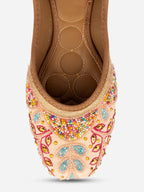 Desi Colour Women Indian Ethnic Footwear-Peach Multi Pearl | Grocsy