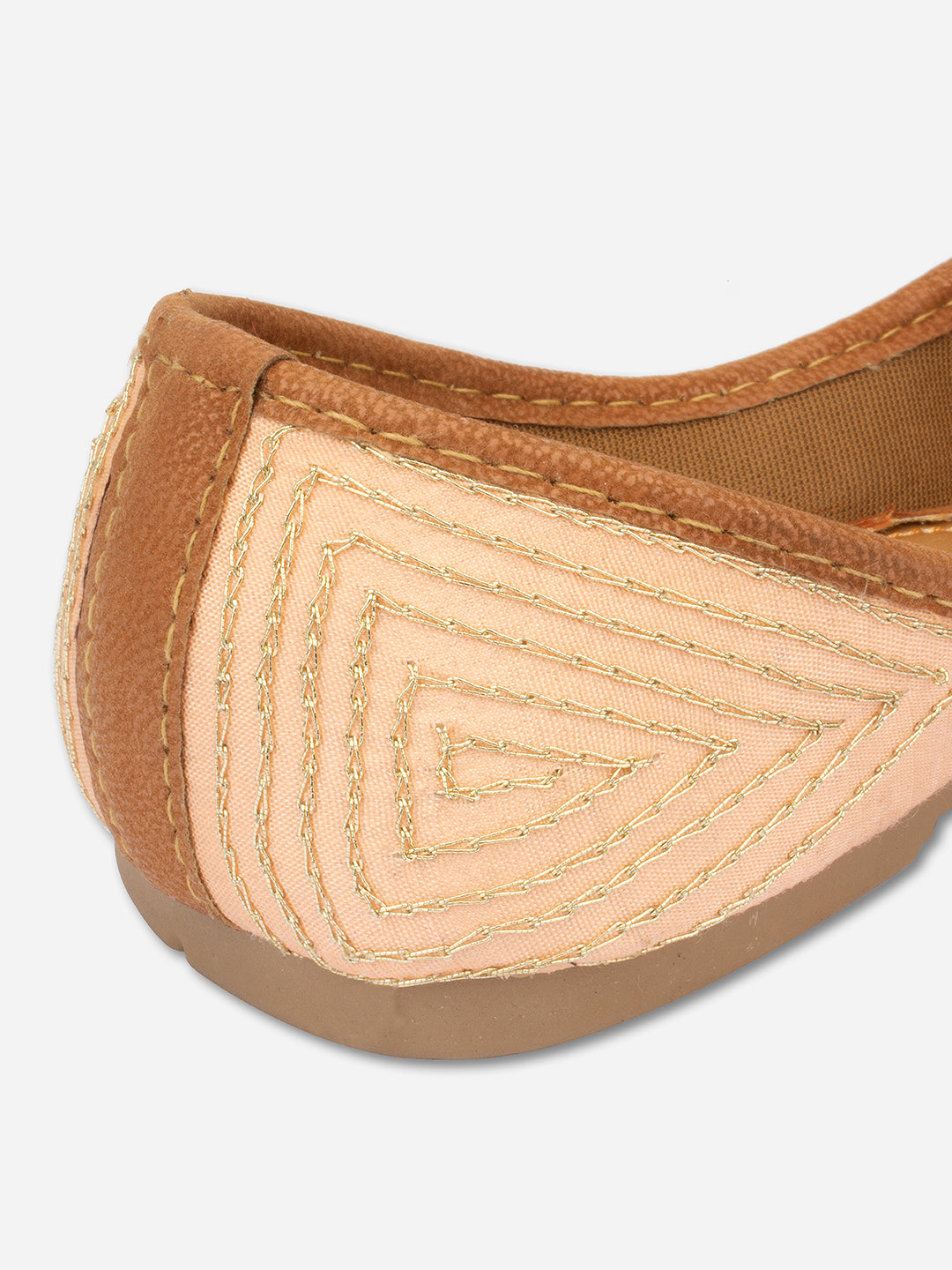 Desi Colour Women Indian Ethnic Footwear-Peach Multi Pearl | Grocsy