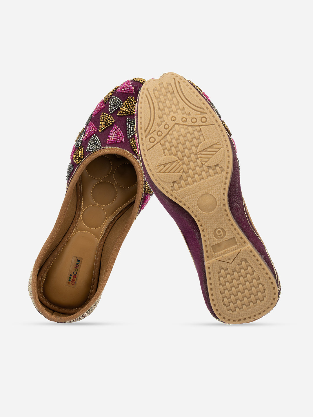 Desi Colour Women Indian Ethnic Footwear-Purple Bricks | Grocsy
