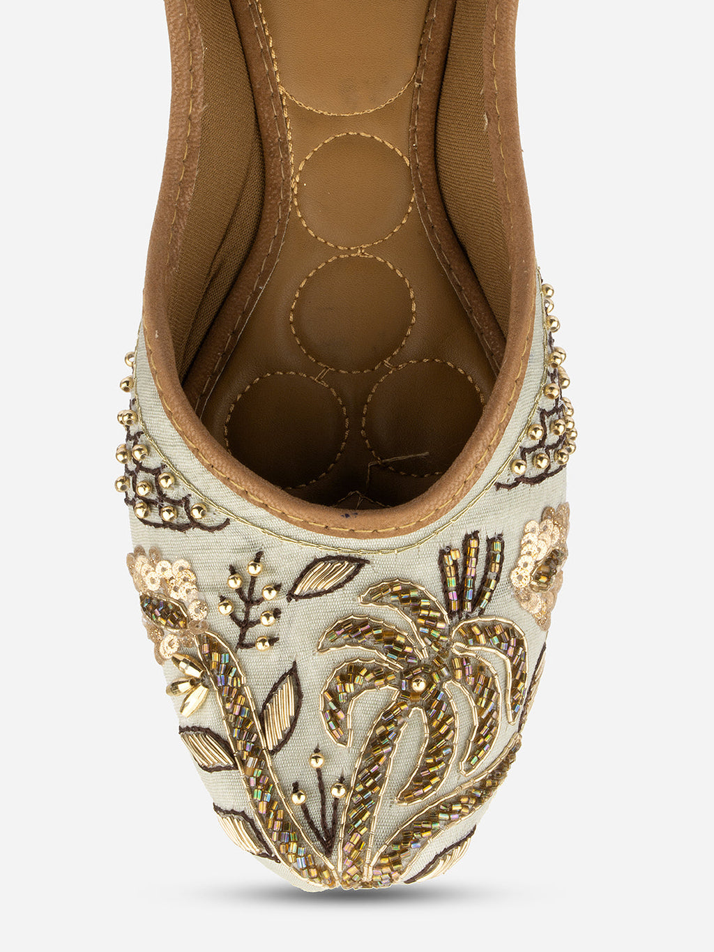 Desi Colour Women Indian Ethnic Footwear-Sea Green Pearl Shine | Grocsy