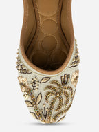 Desi Colour Women Indian Ethnic Footwear-Sea Green Pearl Shine | Grocsy
