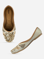 Desi Colour Women Indian Ethnic Footwear-Sea Green Pearl Shine | Grocsy