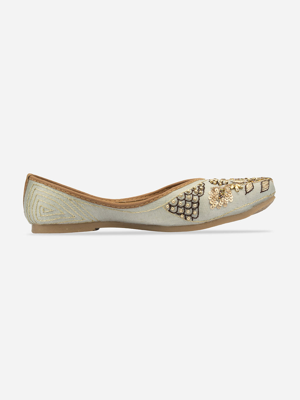 Desi Colour Women Indian Ethnic Footwear-Grey Emb | Grocsy