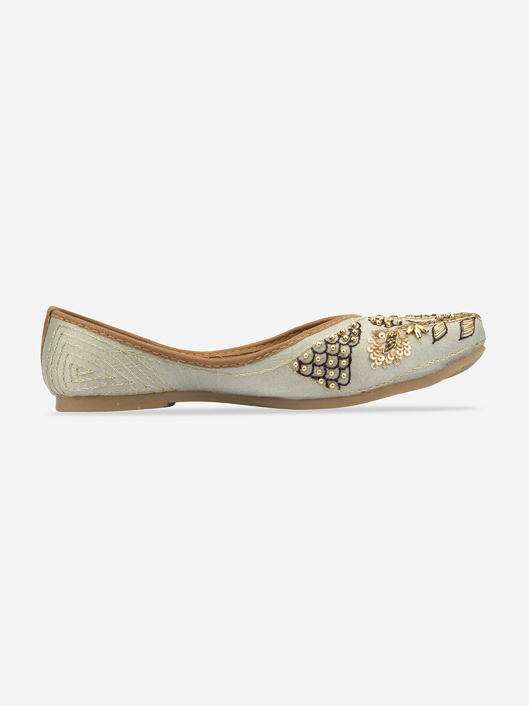 Desi Colour Women Indian Ethnic Footwear-Grey Emb | Grocsy