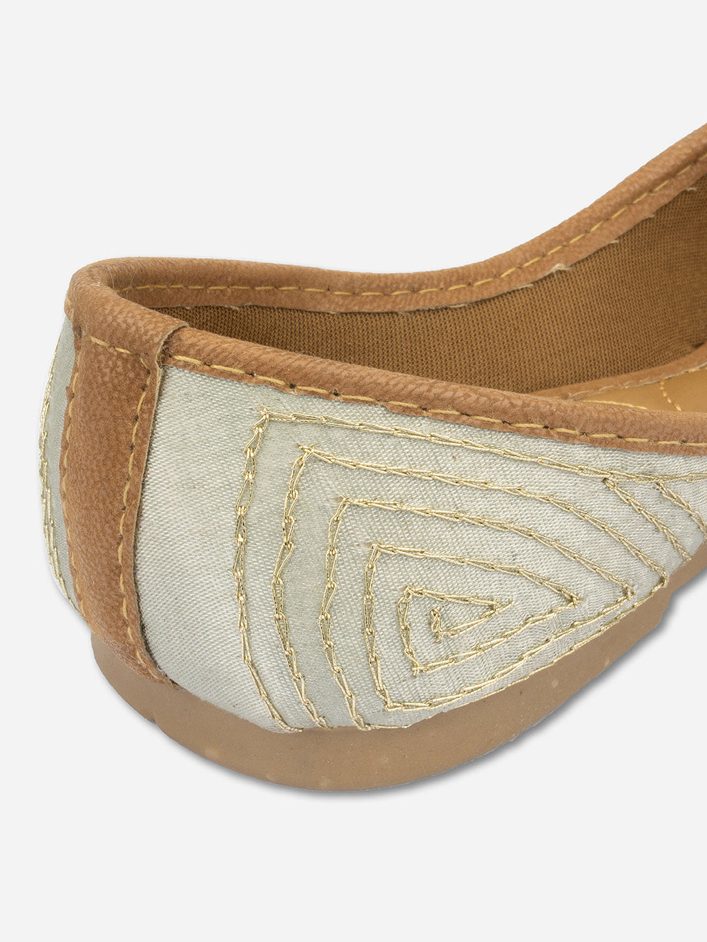 Desi Colour Women Indian Ethnic Footwear-Grey Emb | Grocsy