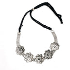 Mominos Fashion Johar Kamal Silver-Plated Brass Finish Rose Design Choker For Women (Silver) | Grocsy