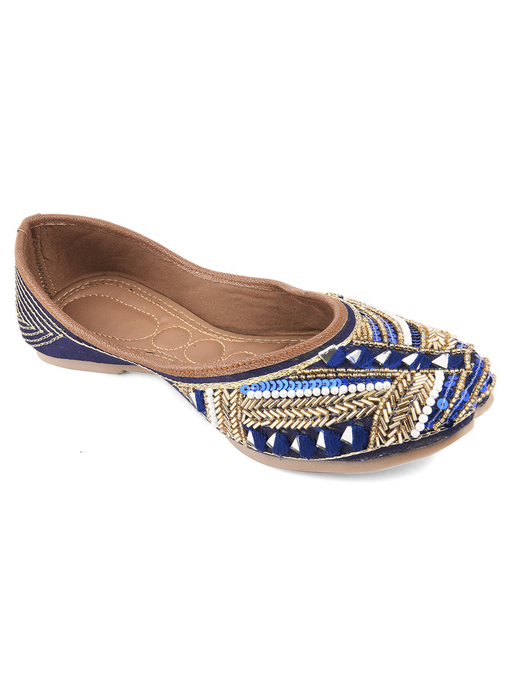 Desi Colour Women Indian Ethnic Footwear-Navy Blue Emb | Grocsy