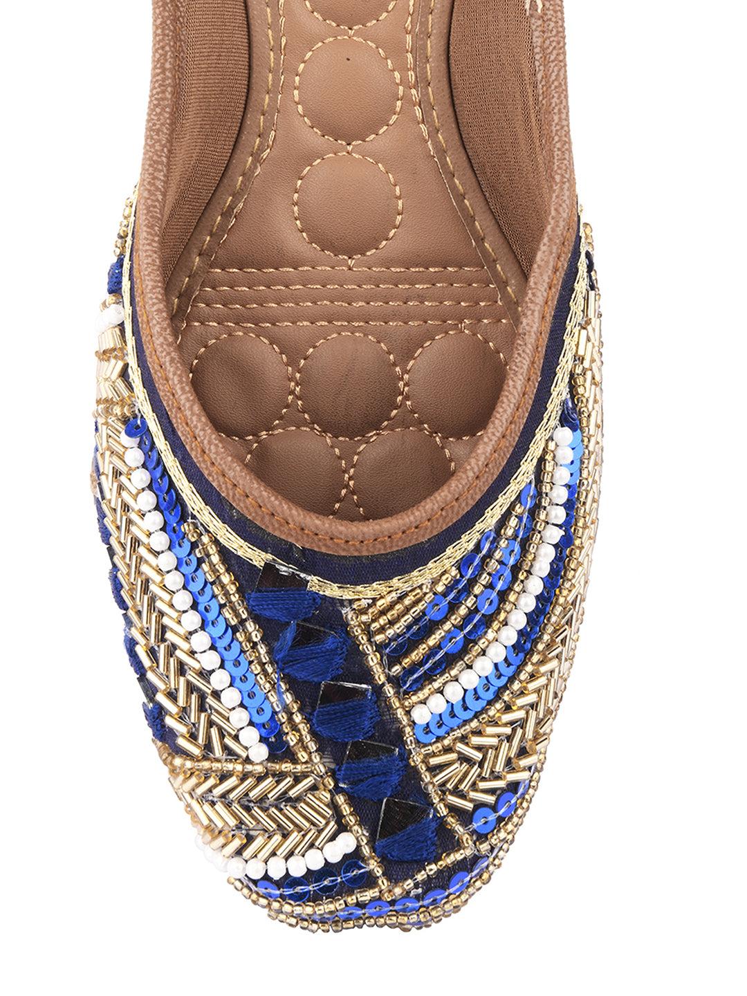Desi Colour Women Indian Ethnic Footwear-Navy Blue Emb | Grocsy