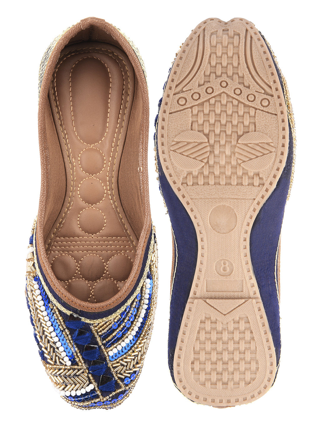 Desi Colour Women Indian Ethnic Footwear-Navy Blue Emb | Grocsy