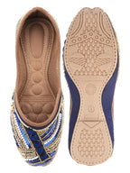 Desi Colour Women Indian Ethnic Footwear-Navy Blue Emb | Grocsy