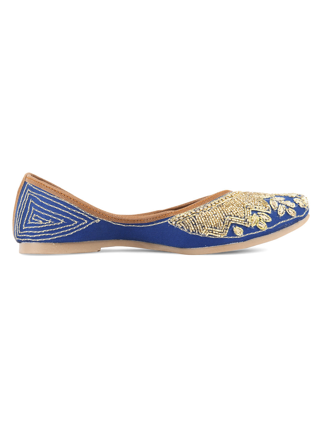 Desi Colour Women Indian Ethnic Footwear-Royal Blue Emb | Grocsy