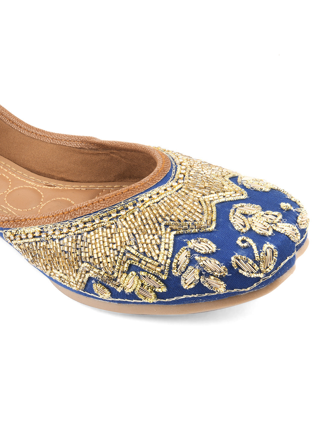 Desi Colour Women Indian Ethnic Footwear-Royal Blue Emb | Grocsy
