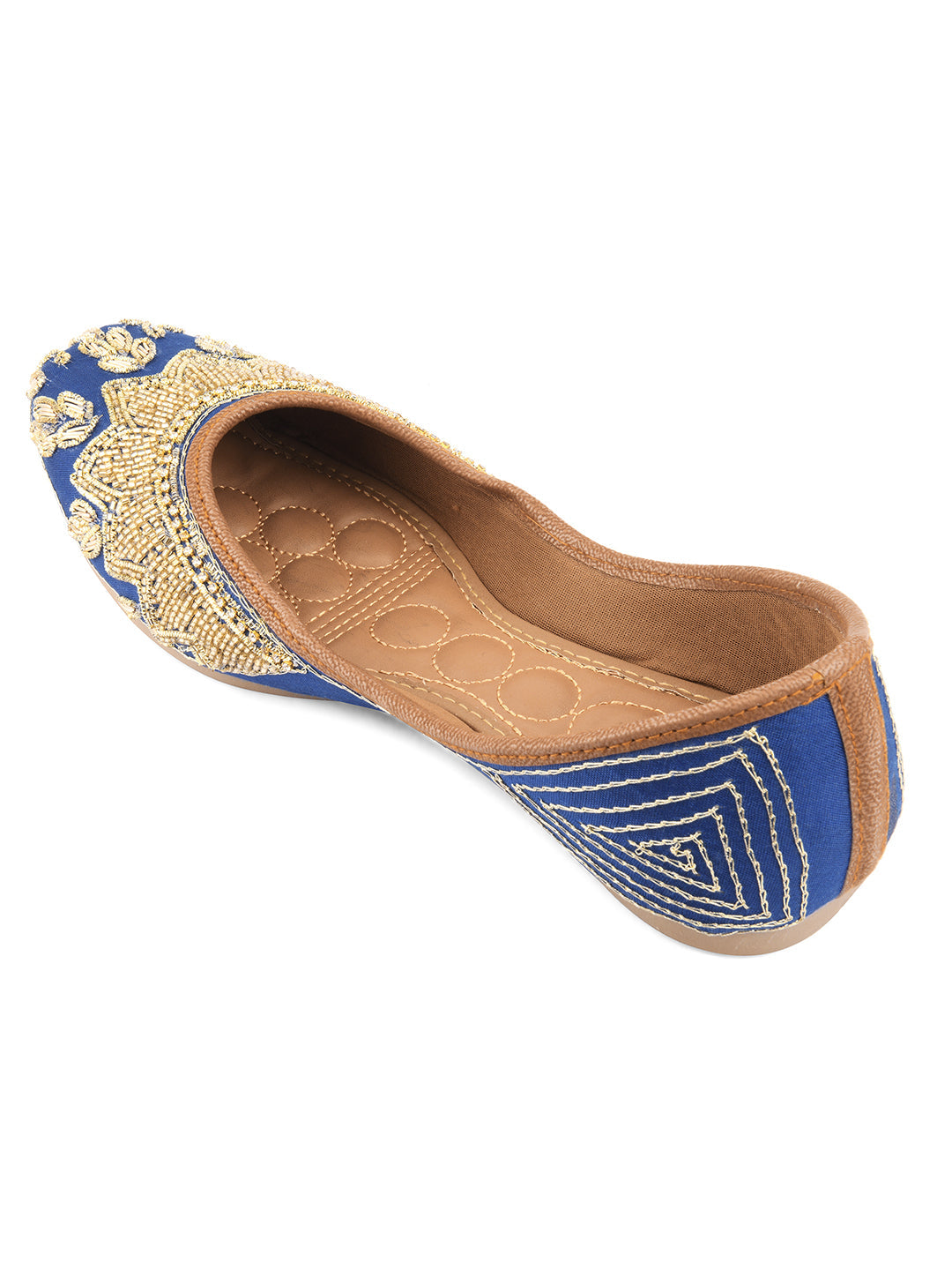 Desi Colour Women Indian Ethnic Footwear-Royal Blue Emb | Grocsy