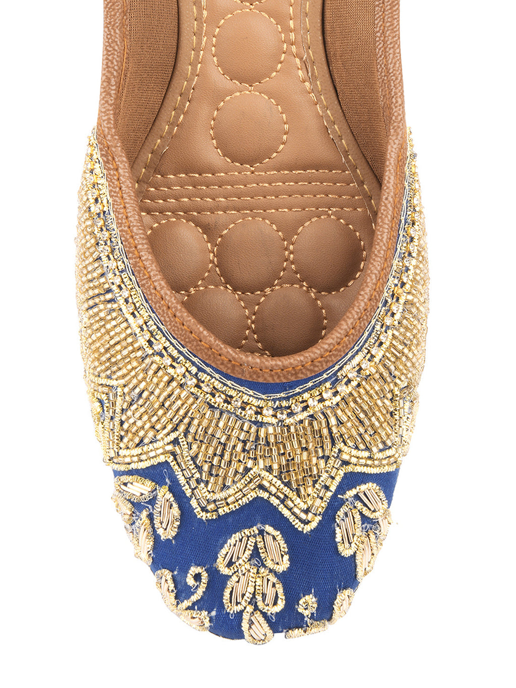 Desi Colour Women Indian Ethnic Footwear-Royal Blue Emb | Grocsy