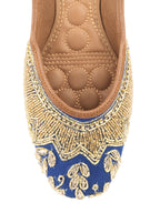 Desi Colour Women Indian Ethnic Footwear-Royal Blue Emb | Grocsy