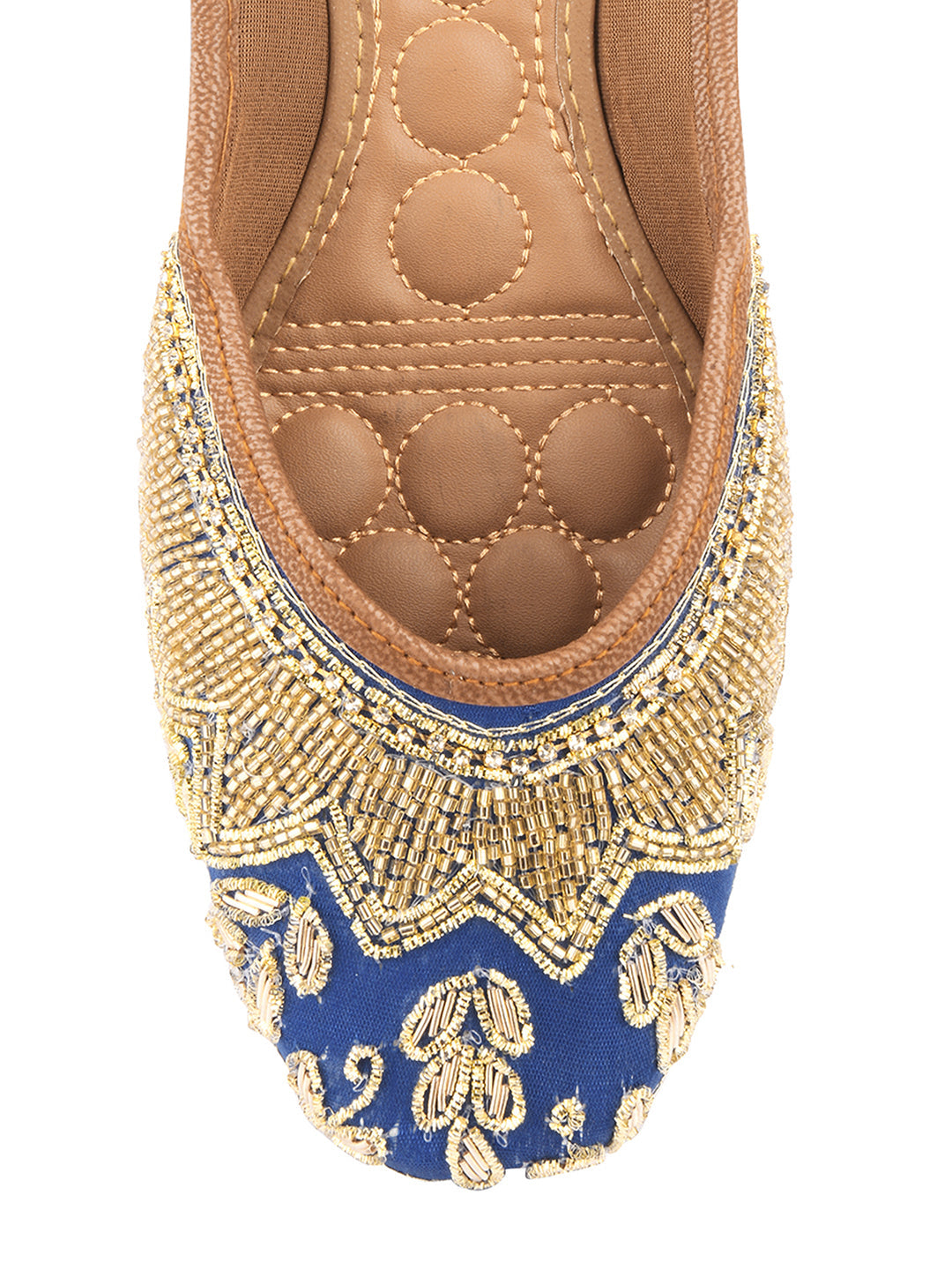 Desi Colour Women Indian Ethnic Footwear-Royal Blue Emb | Grocsy