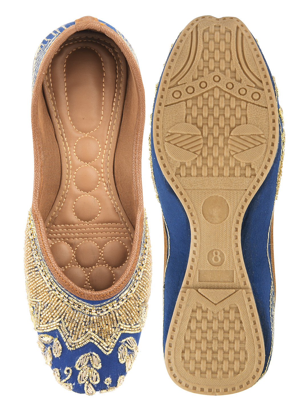 Desi Colour Women Indian Ethnic Footwear-Royal Blue Emb | Grocsy