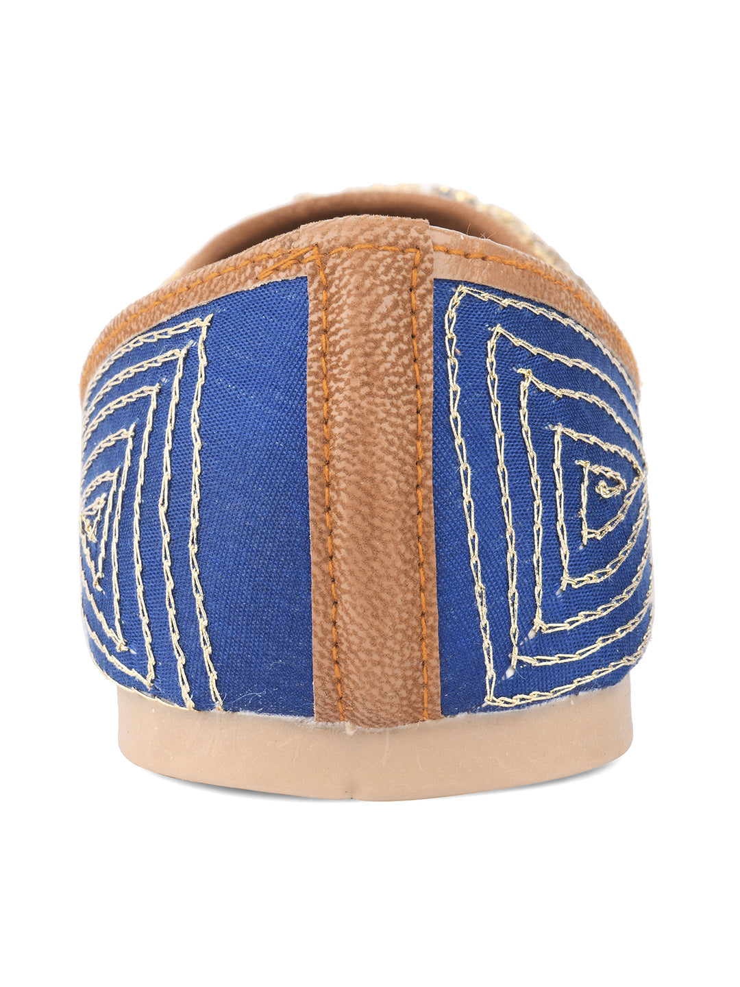 Desi Colour Women Indian Ethnic Footwear-Royal Blue Emb | Grocsy