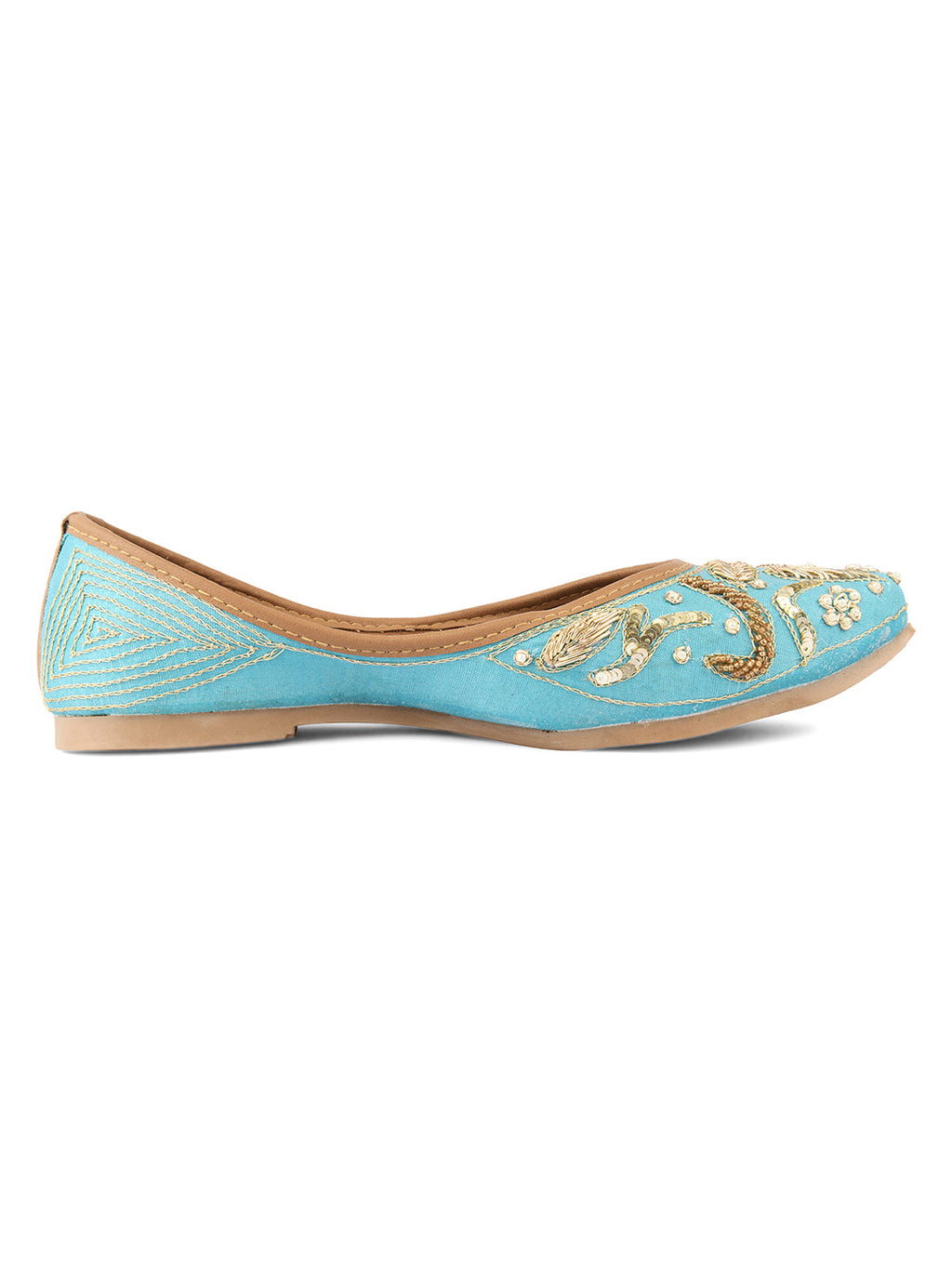 Desi Colour Women Indian Ethnic Footwear-Sky Blue Dabka | Grocsy