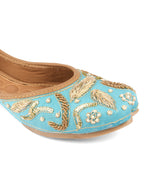 Desi Colour Women Indian Ethnic Footwear-Sky Blue Dabka | Grocsy