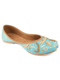 Desi Colour Women Indian Ethnic Footwear-Sky Blue Dabka | Grocsy