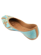 Desi Colour Women Indian Ethnic Footwear-Sky Blue Dabka | Grocsy