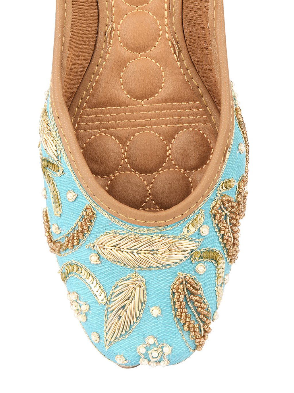 Desi Colour Women Indian Ethnic Footwear-Sky Blue Dabka | Grocsy