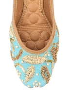Desi Colour Women Indian Ethnic Footwear-Sky Blue Dabka | Grocsy