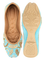 Desi Colour Women Indian Ethnic Footwear-Sky Blue Dabka | Grocsy