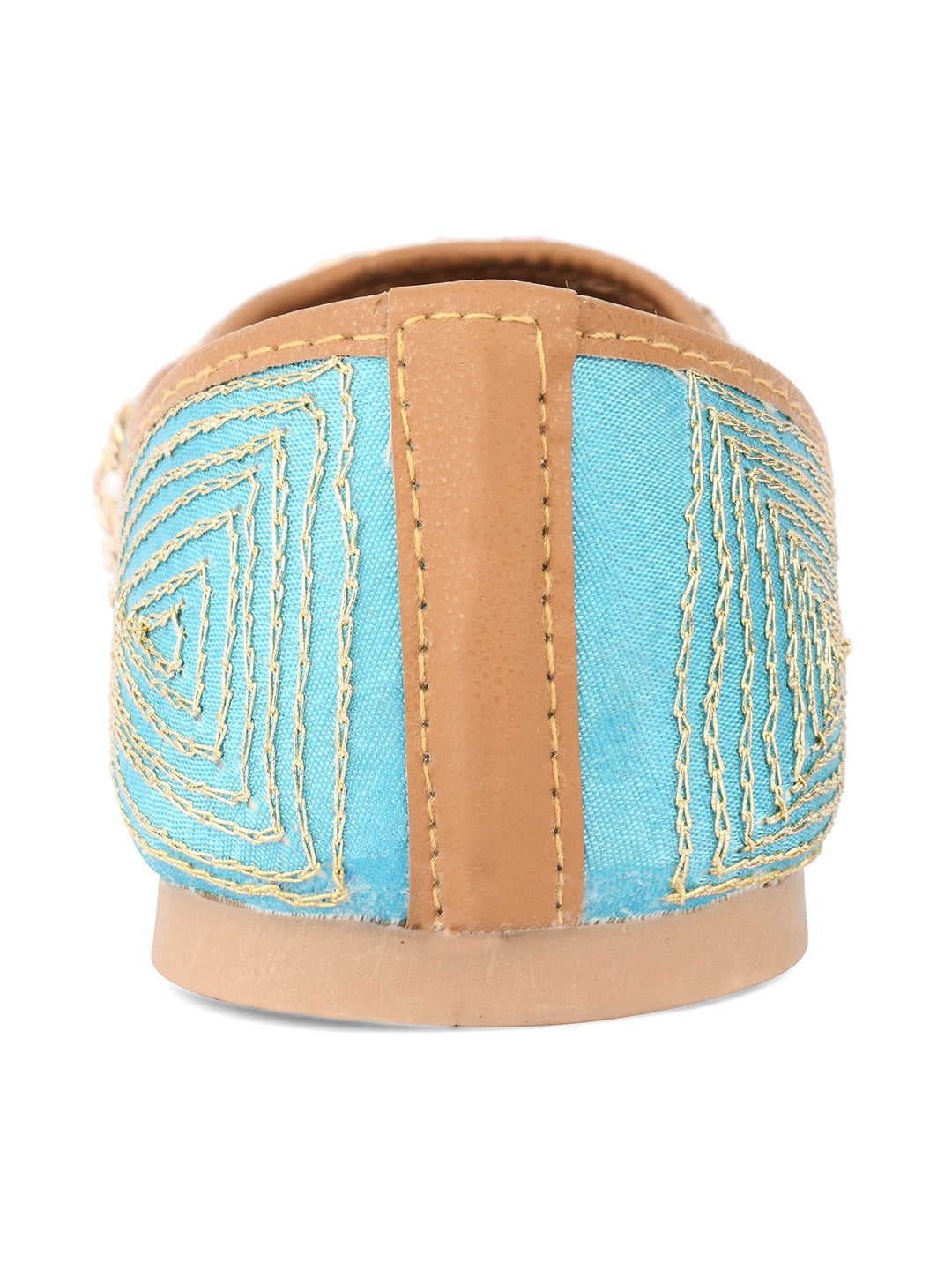 Desi Colour Women Indian Ethnic Footwear-Sky Blue Dabka | Grocsy