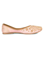 Desi Colour Women Indian Ethnic Footwear-Peach Dabka | Grocsy