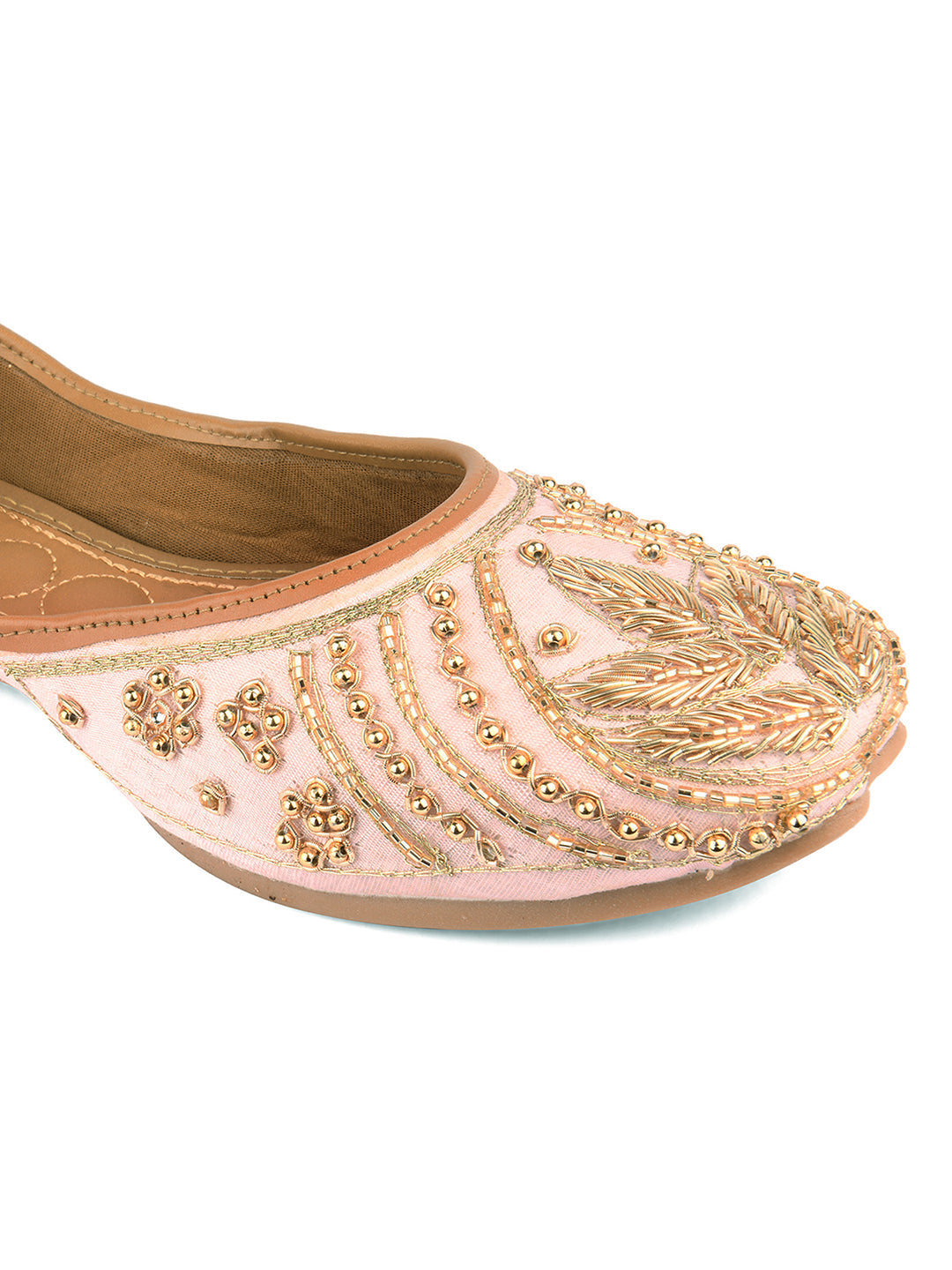Desi Colour Women Indian Ethnic Footwear-Peach Dabka | Grocsy