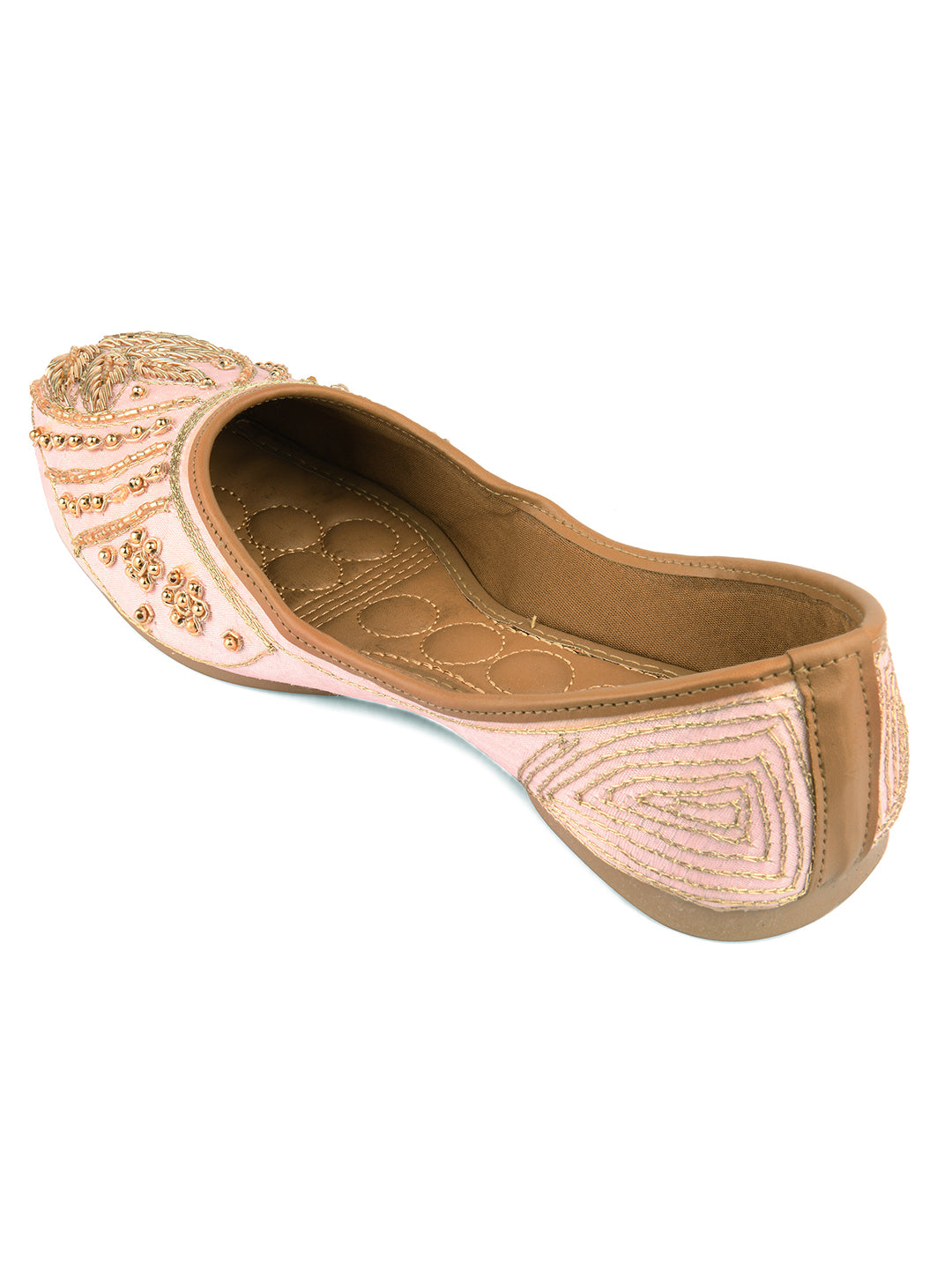 Desi Colour Women Indian Ethnic Footwear-Peach Dabka | Grocsy