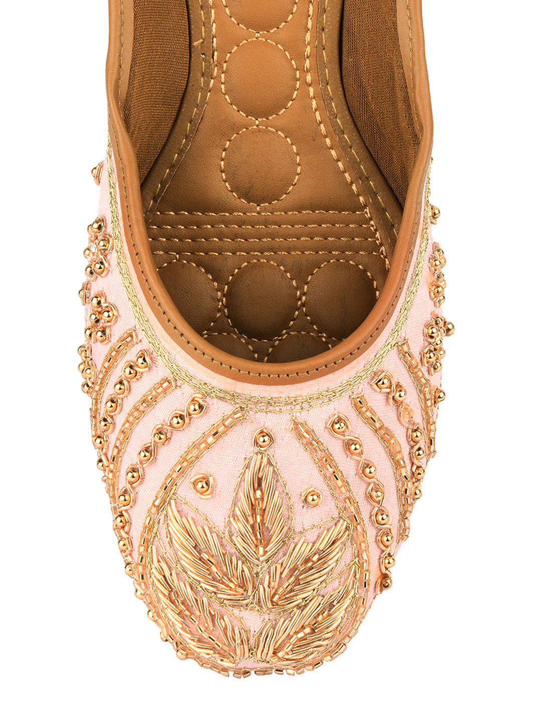 Desi Colour Women Indian Ethnic Footwear-Peach Dabka | Grocsy