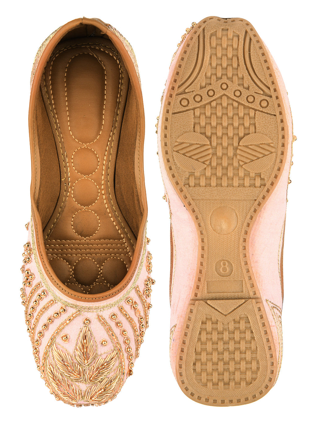 Desi Colour Women Indian Ethnic Footwear-Peach Dabka | Grocsy