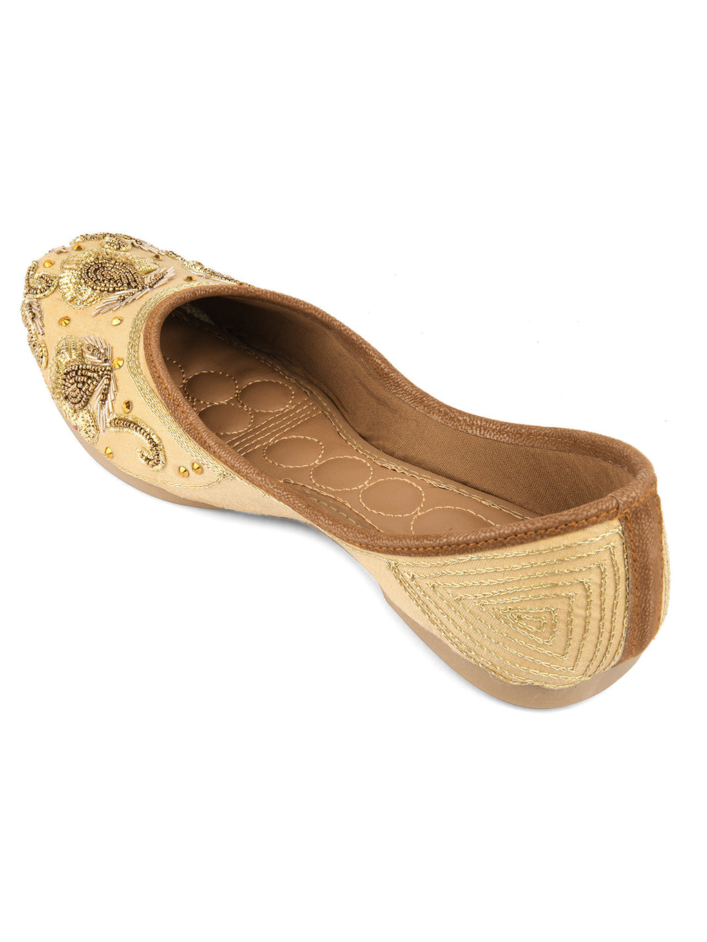 Desi Colour Women Indian Ethnic Footwear-Gold Stone Dabka | Grocsy