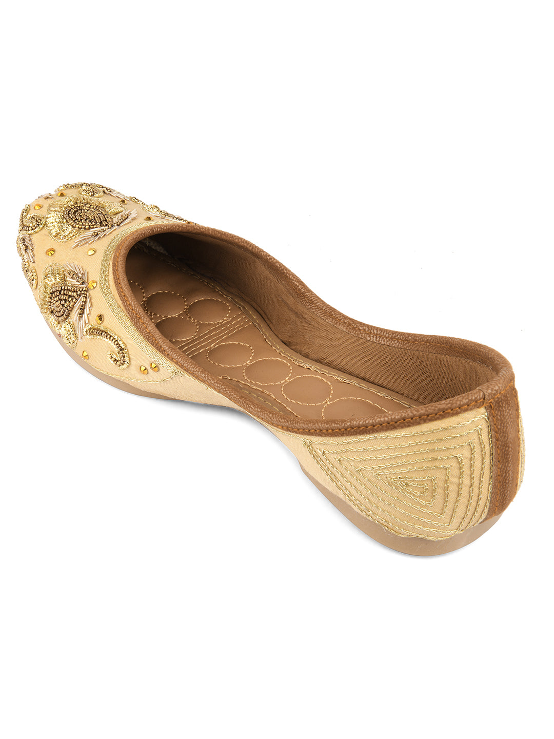 Desi Colour Women Indian Ethnic Footwear-Gold Stone Dabka | Grocsy