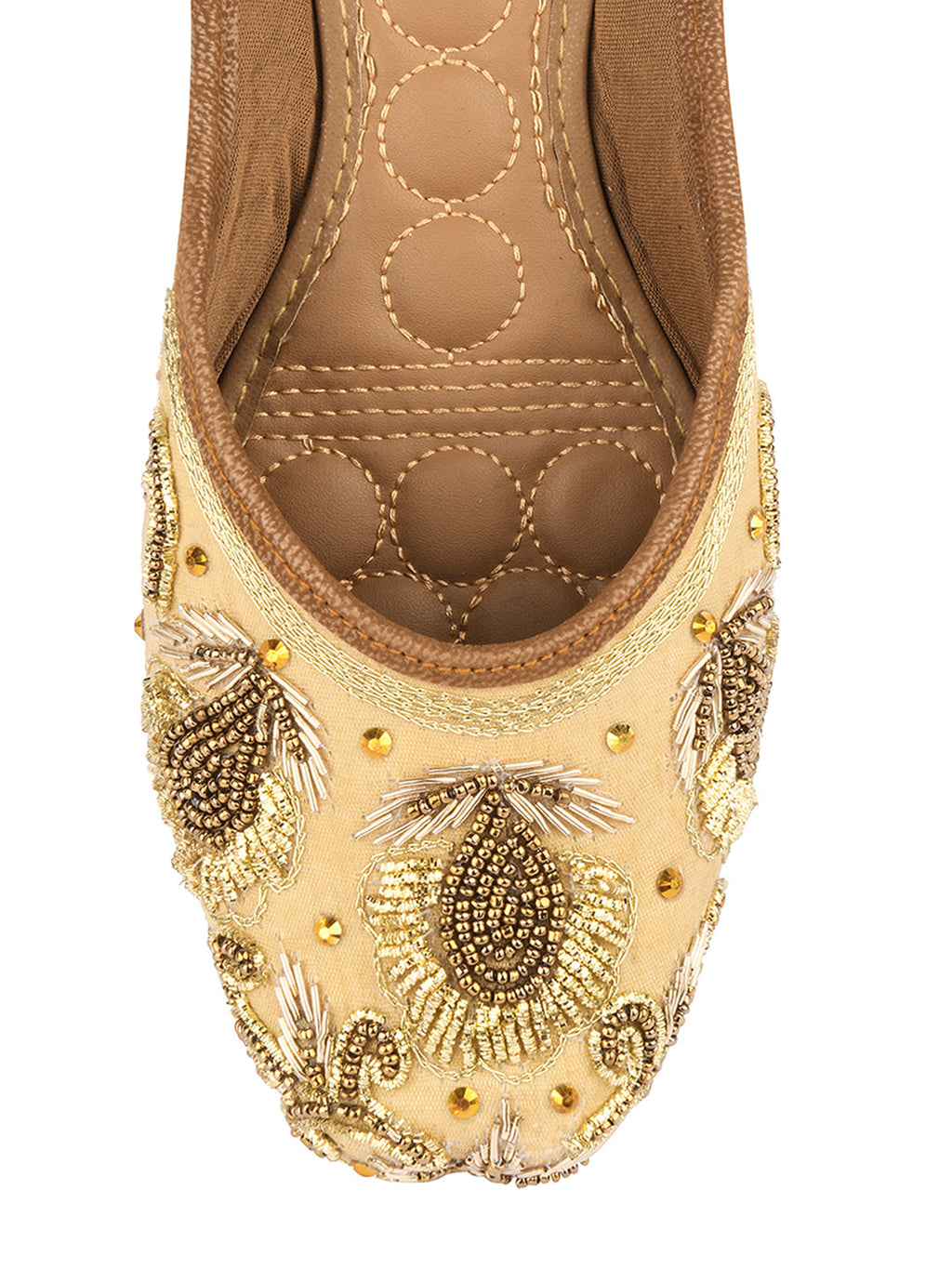Desi Colour Women Indian Ethnic Footwear-Gold Stone Dabka | Grocsy