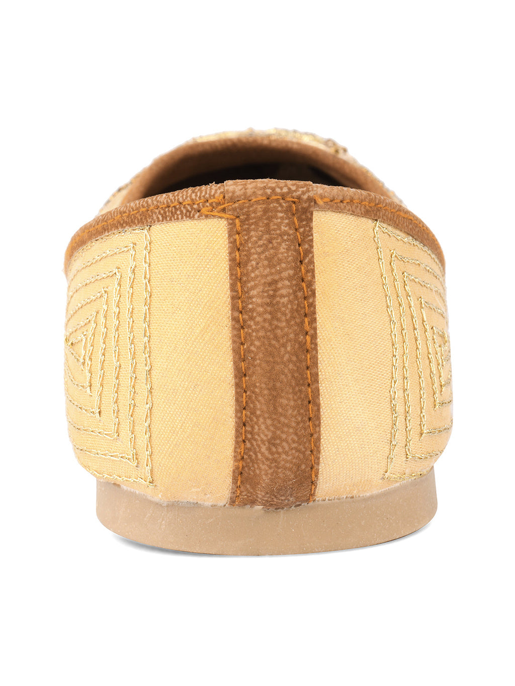 Desi Colour Women Indian Ethnic Footwear-Gold Stone Dabka | Grocsy