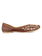 Desi Colour Women Indian Ethnic Footwear-Brown Dabka | Grocsy