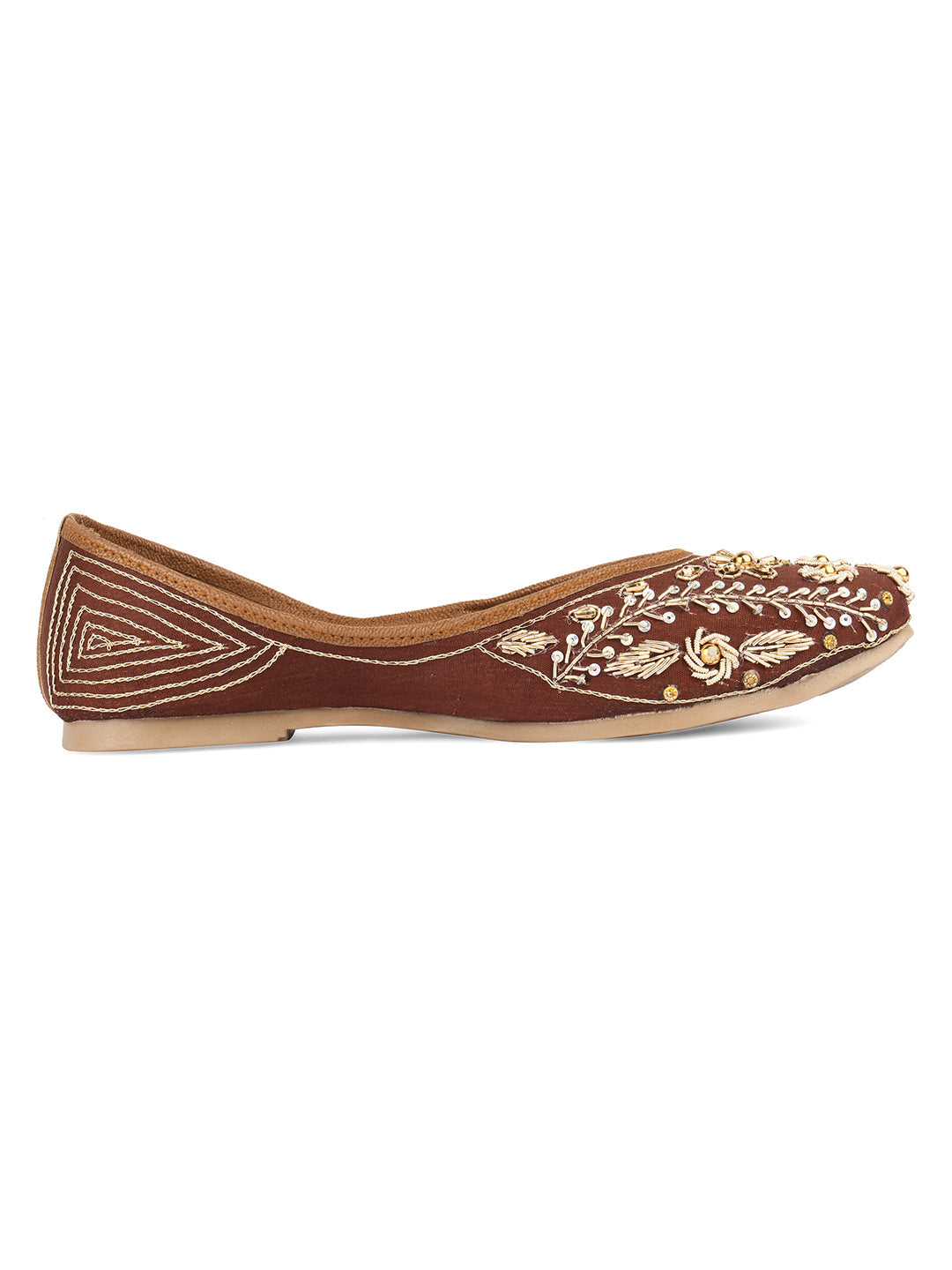 Desi Colour Women Indian Ethnic Footwear-Brown Dabka | Grocsy