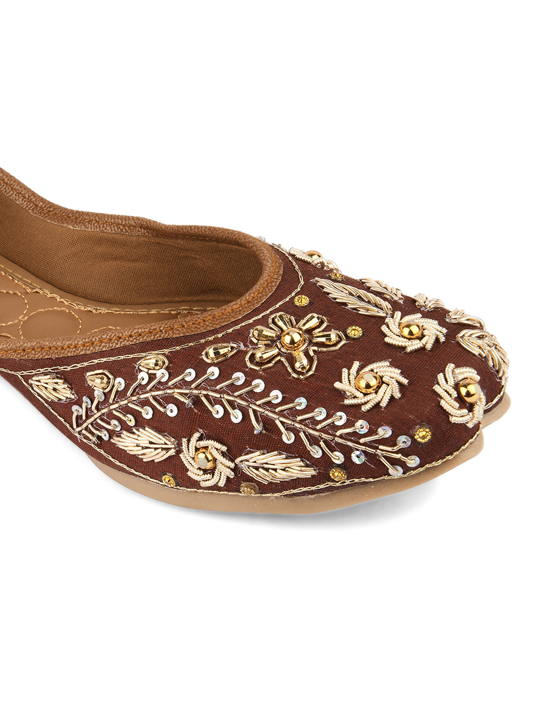 Desi Colour Women Indian Ethnic Footwear-Brown Dabka | Grocsy