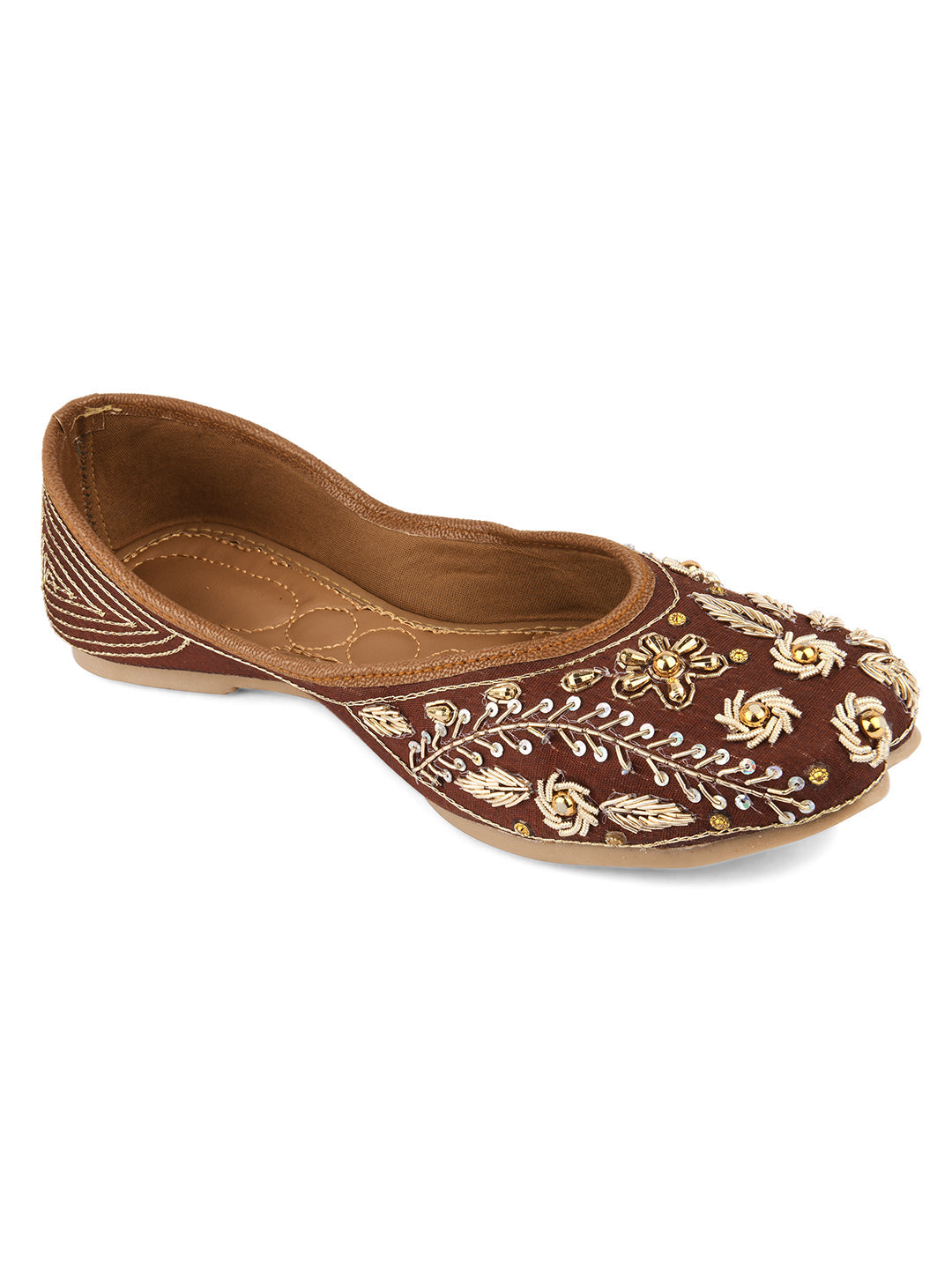Desi Colour Women Indian Ethnic Footwear-Brown Dabka | Grocsy