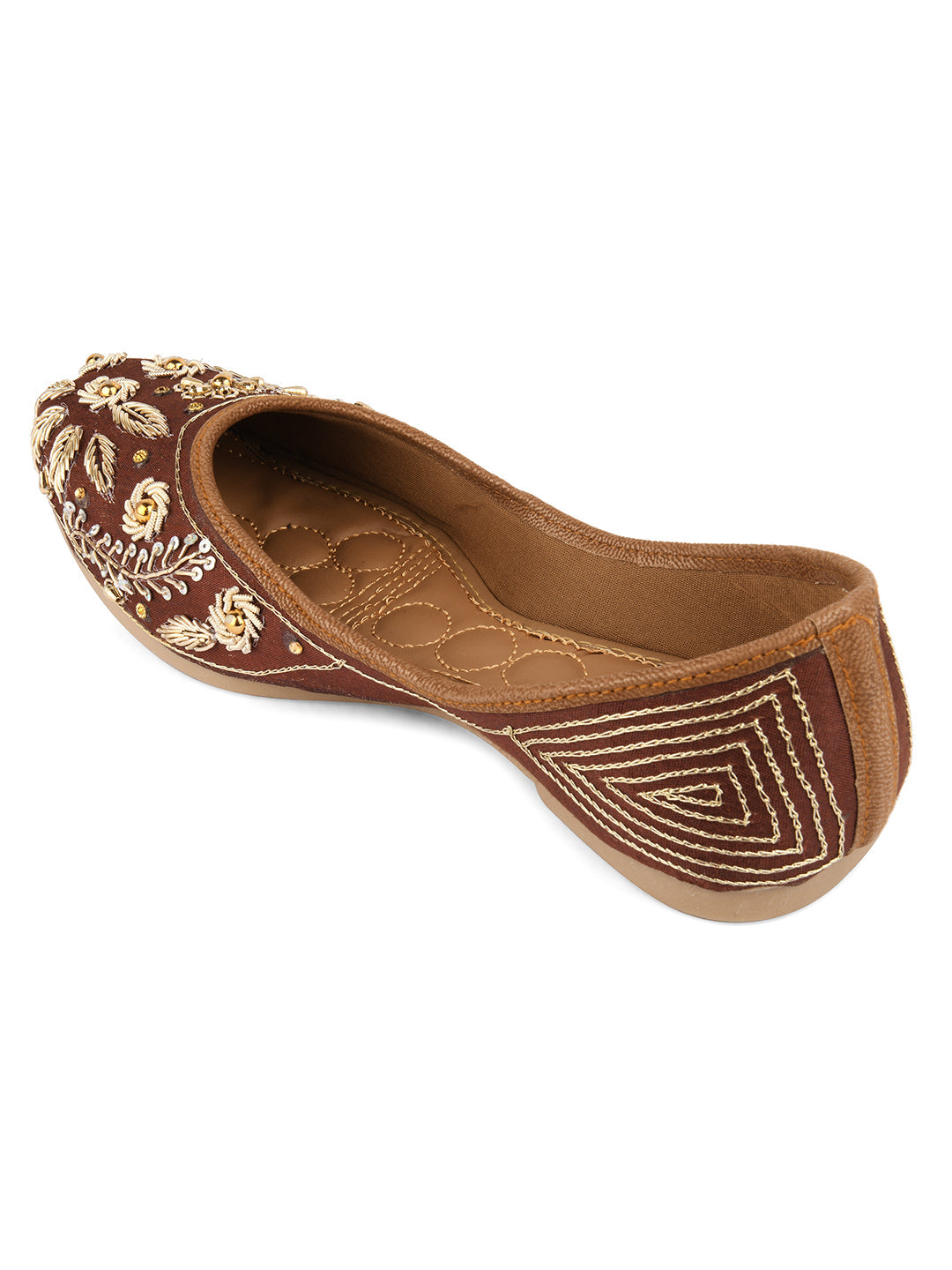 Desi Colour Women Indian Ethnic Footwear-Brown Dabka | Grocsy