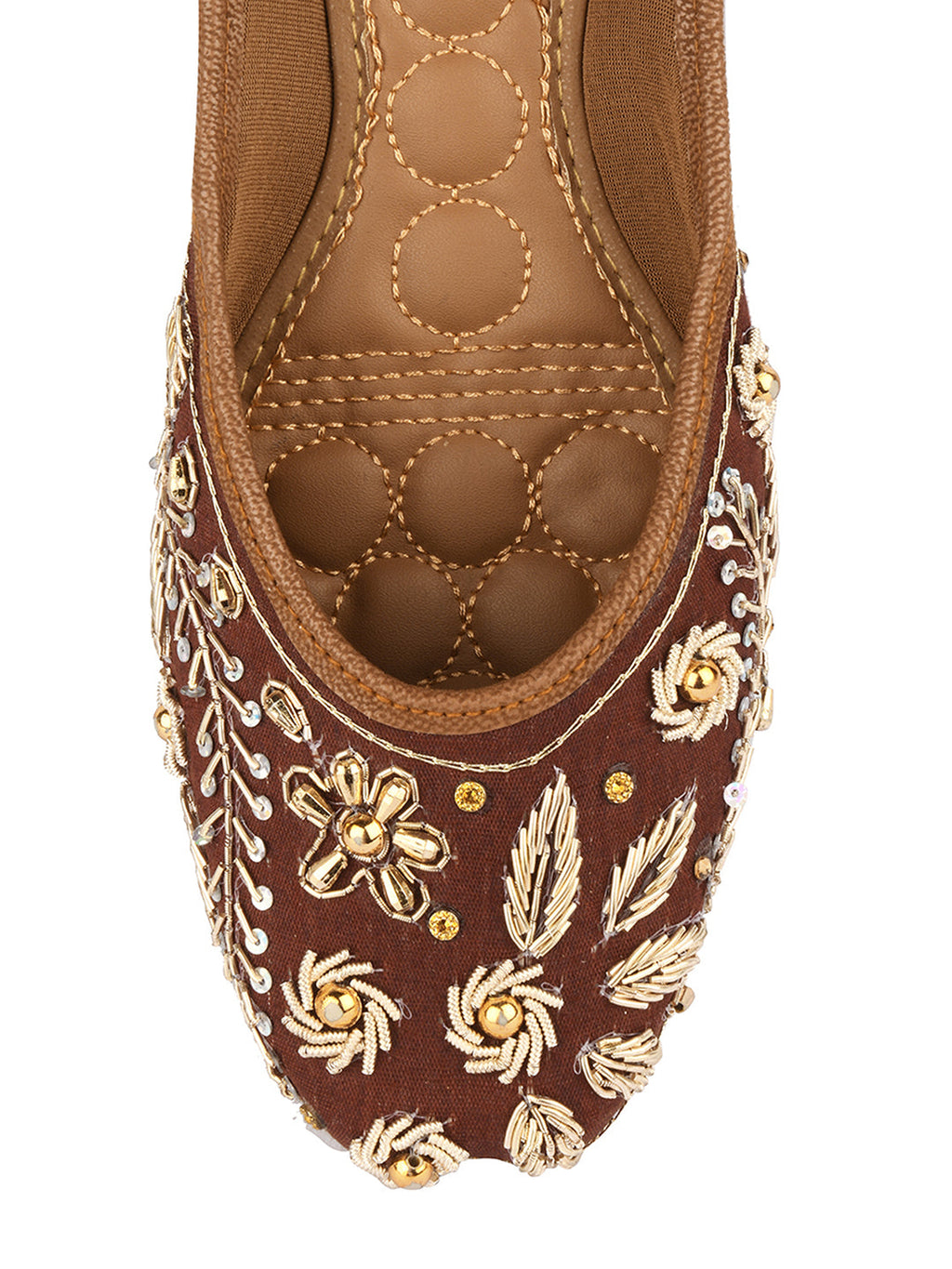 Desi Colour Women Indian Ethnic Footwear-Brown Dabka | Grocsy