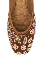Desi Colour Women Indian Ethnic Footwear-Brown Dabka | Grocsy