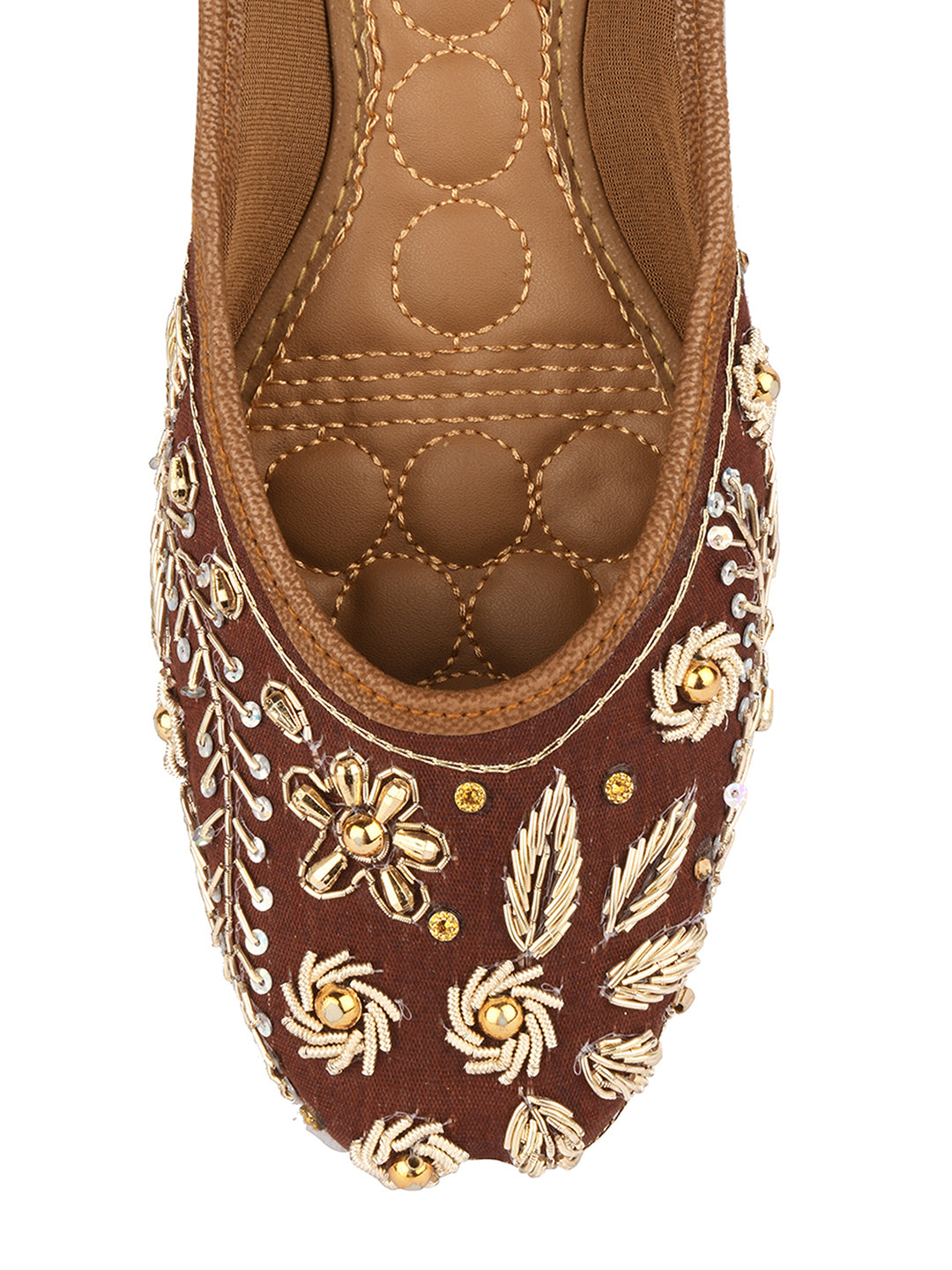 Desi Colour Women Indian Ethnic Footwear-Brown Dabka | Grocsy