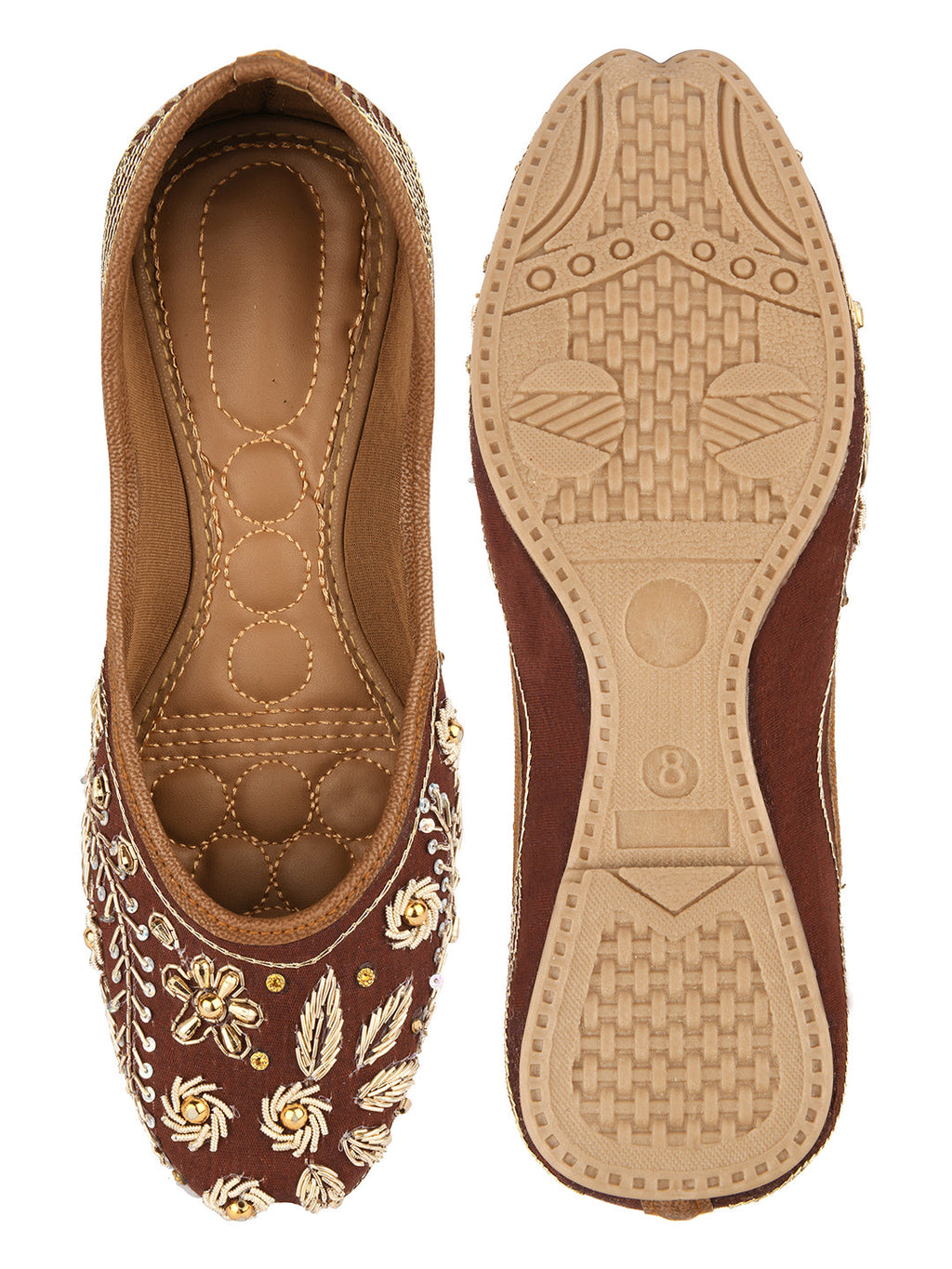 Desi Colour Women Indian Ethnic Footwear-Brown Dabka | Grocsy
