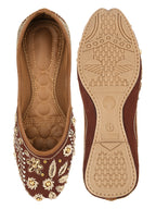 Desi Colour Women Indian Ethnic Footwear-Brown Dabka | Grocsy
